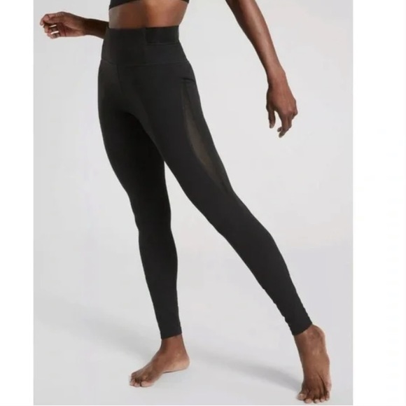 Athleta Pants - Athleta Aura Heel Tight In Powervita black ultra high rise mesh details small